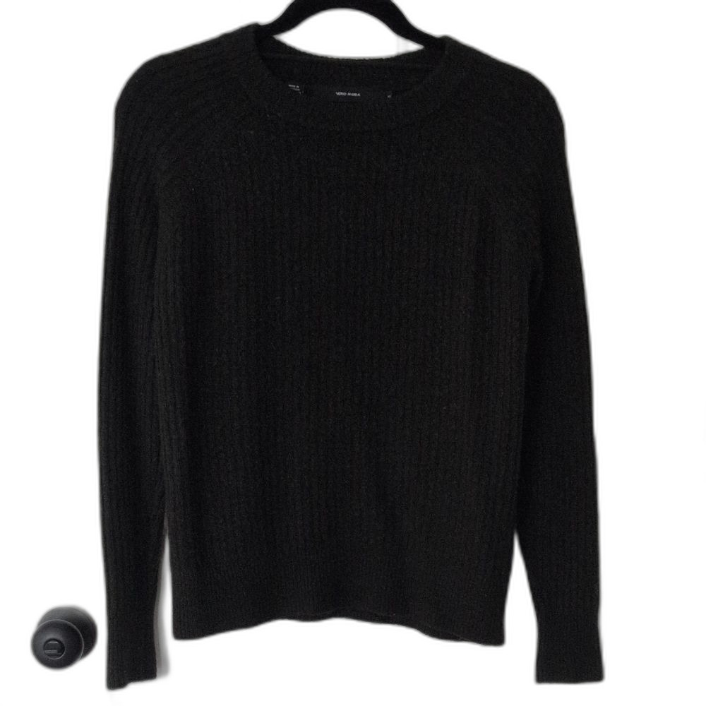 Vero Moda Leroya Crew Neck Pullover Sweater XS Ribbed Knit Dark Green